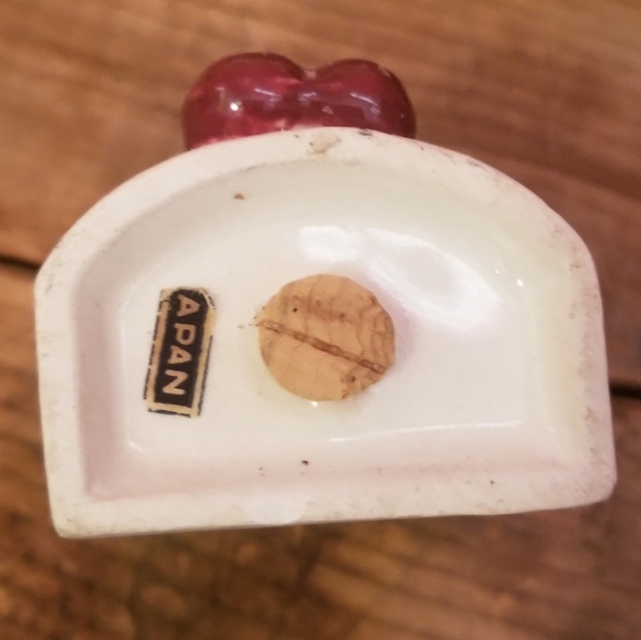 Vintage GNCO Japan WOODEN SPICE RACK w/ 6 Ceramic Fruit Themed Shakers / Jars - Picture 7 of 15